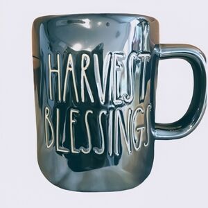 NEW Rae Dunn HARVEST BLESSINGS blue iridescent mug